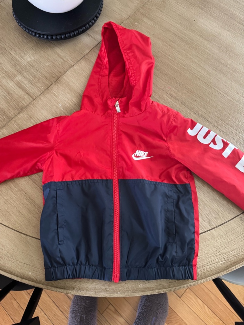Nike Red Kids' Hooded Jacket with White Logo